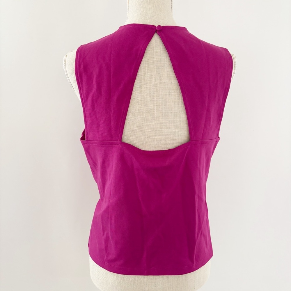 Maeve Anthropologie Tank Top Large Magenta Pink Open Back Cutout Square Neck - Picture 3 of 11